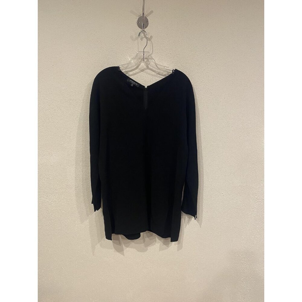 Lafayette 148 New York Blouse Womens Medium Black 1/2 Zip Tunic Top Long Sleeve